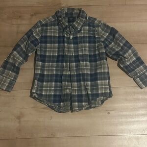 GAP Kids Navy and Gray Plaid Button-Down Shirt
